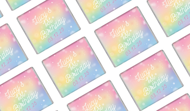 Rainbow Sparkle Birthday Personalised Mini Chocolates