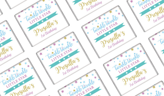 Twinkle Star 1st Birthday Personalised Mini Chocolates - Australia's #1 Kids Party Supplies