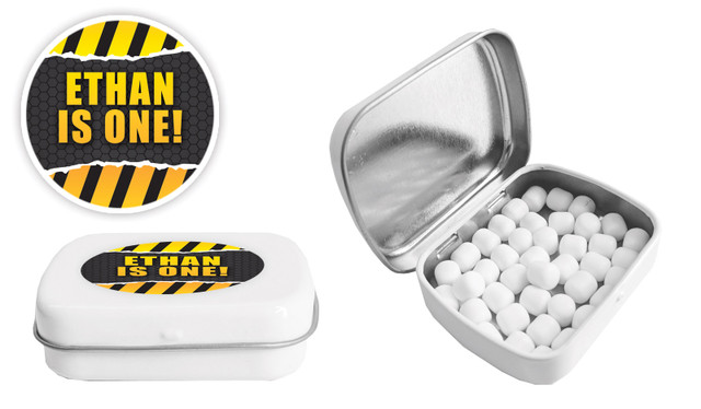 Construction Builders Birthday Personalised Mint Tin Favour