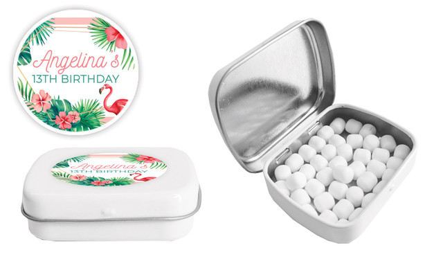 Flamingle Flamingo Birthday Personalised Mint Tin Favour