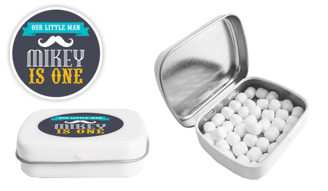 Moustache Birthday Personalised Mint Tin Favour