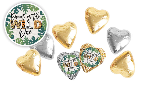Wild One Birthday Personalised Foil Chocolate Hearts