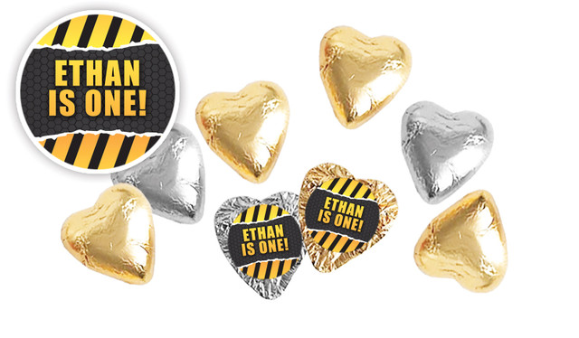 Construction Builders Birthday Personalised Foil Chocolate Hearts