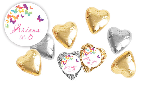 Butterflies Birthday Personalised Foil Chocolate Hearts