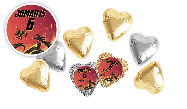Dragon Birthday Personalised Foil Chocolate Hearts