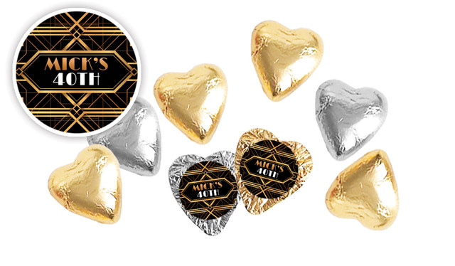 Gatsby Gold Birthday Personalised Foil Chocolate Hearts