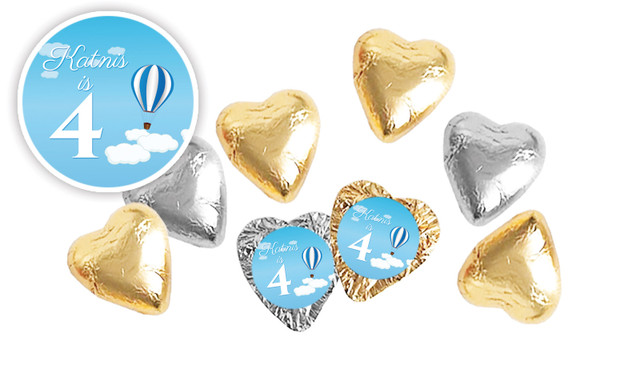 Hot Air Balloon Birthday Personalised Foil Chocolate Hearts