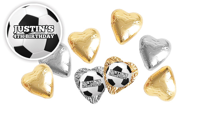Soccer Birthday Personalised Foil Chocolate Hearts
