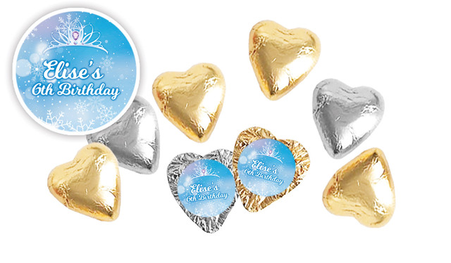 Ice Princess Birthday Personalised Foil Chocolate Hearts