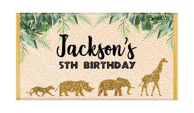Jungle Gold Birthday Personalised Chocolate Bars