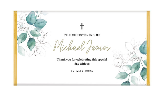 Dream Leaves Personalised Christening Chocolate Bar