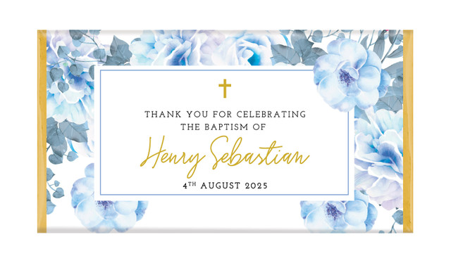 Floral Bed Personalised Baptism Chocolate Bar