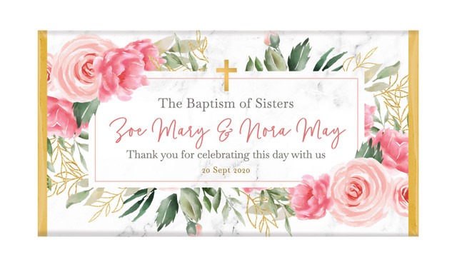 Magnificent Floral Personalised Christening Chocolate Bar