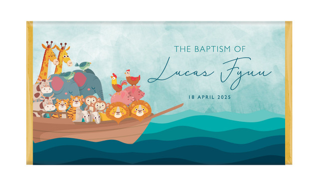 Noah's Ark Personalised Baptism Chocolate Bar