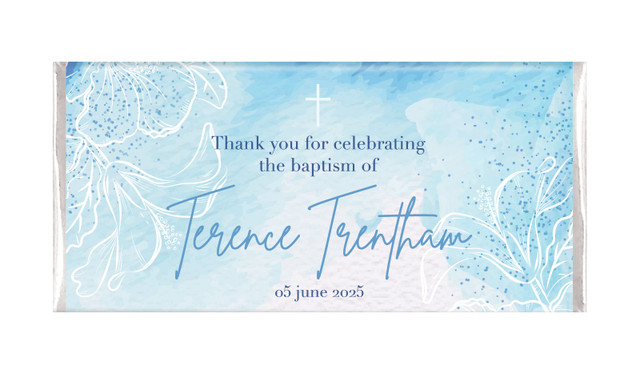 River Run Personalised Baptism Chocolate Bar