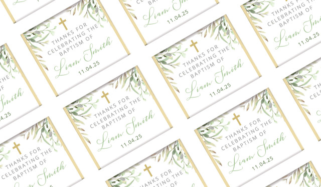 Golden Greenery Custom Christening Mini Chocolates