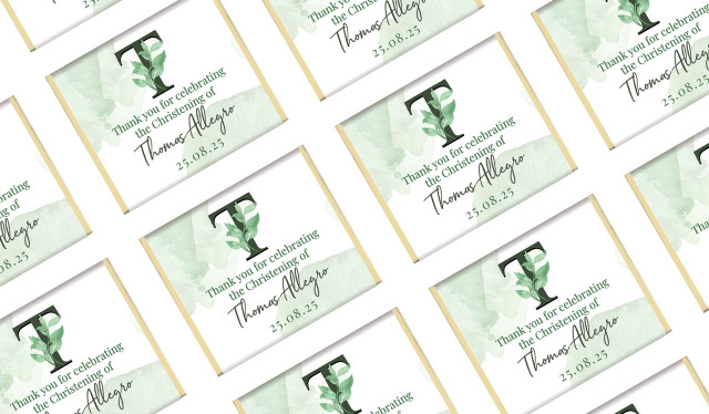 Monogram Green Custom Christening Mini Chocolates