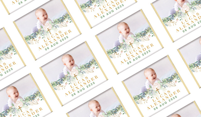 Leaves & Photo Christening Mini Chocolates