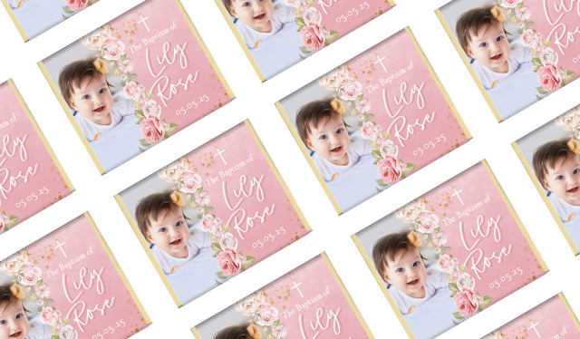 Pink Roses Christening Mini Chocolates