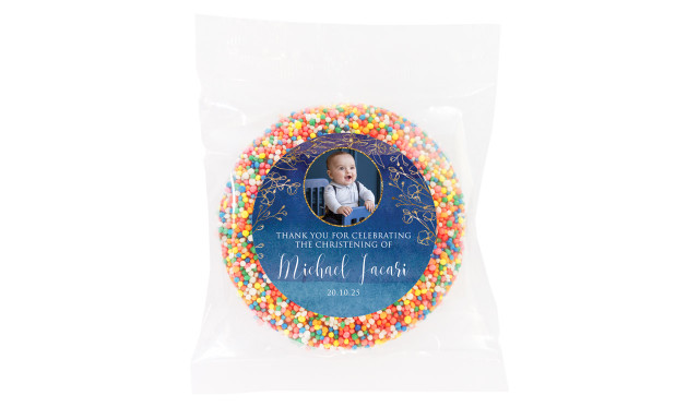 Navy Gold Photo Custom Christening Freckle