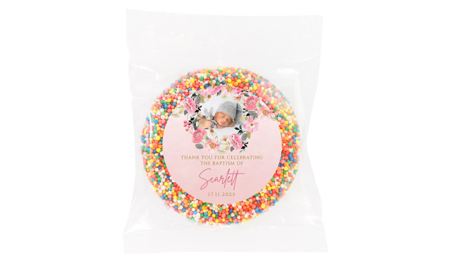 Photo On Floral Frame Custom Christening Freckle