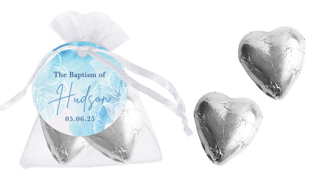 River Run Personalised Christening Organza Bag With Hearts