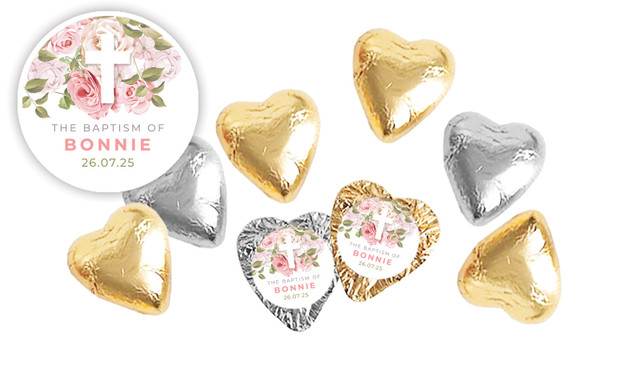Roses Cross Personalised Chocolate Hearts