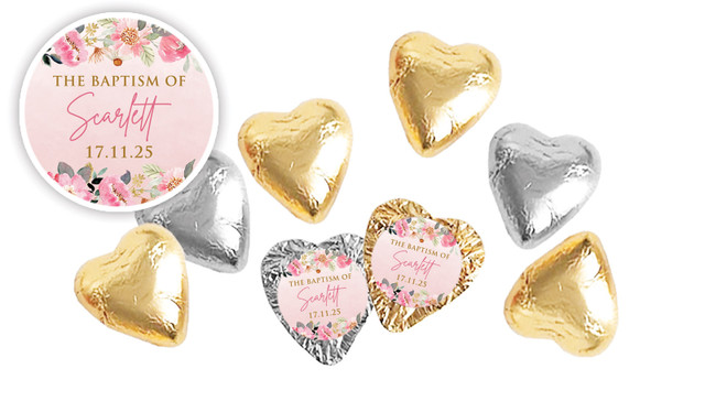 Floral Frame Personalised Chocolate Hearts