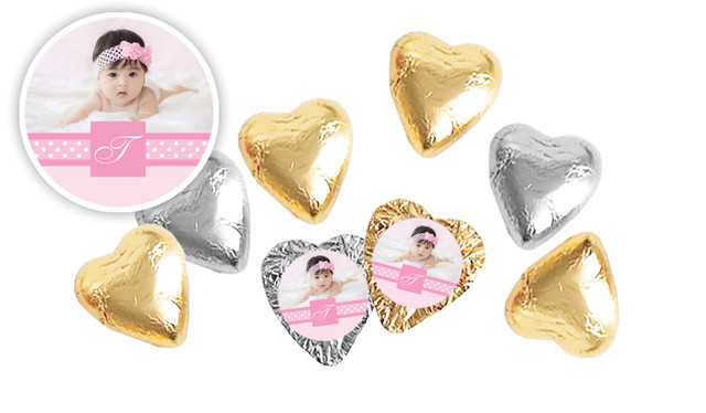 Initial Photo in Pink Personalised Chocolate Hearts