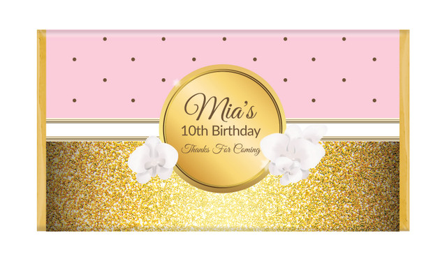 Pink & Gold First Birthday Personalised Chocolates