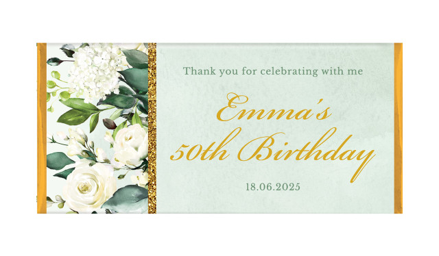 Elegant Greenery Custom Birthday Chocolate Bar