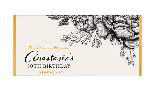 Vintage Roses Personalised Birthday Chocolate Bar