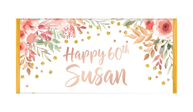 Peach Floral Personalised Birthday Chocolate Bar