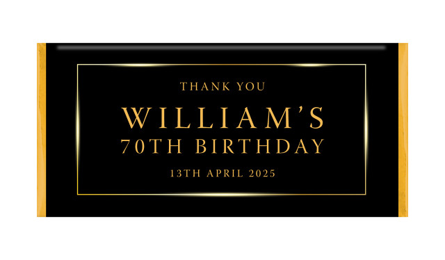 Gold On Black Personalised Chocolate Bar Favour