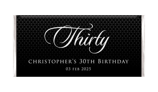 Elegant Black Personalised Chocolate Bar Favour