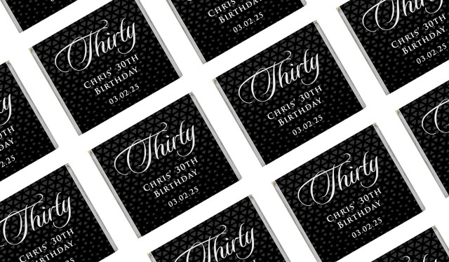 Elegant Black Birthday Mini Chocolate Favours