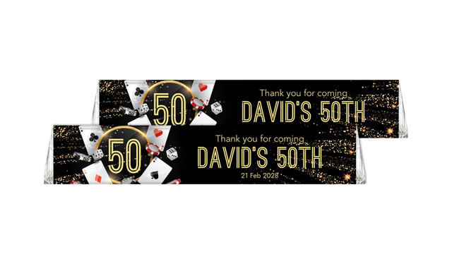 Casino Birthday Personalised Toblerone Chocolate Bars 50g