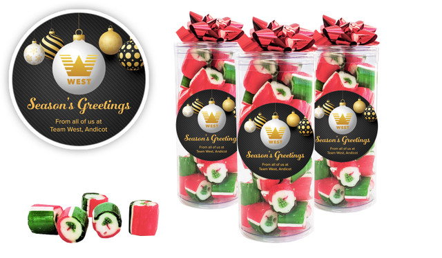 Luxury Black Personalised Christmas Rock Candy Tube