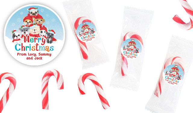 Christmas Puppies Personalised Mini Candy Canes