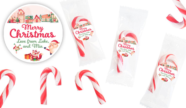Christmas Village Personalised Mini Candy Canes