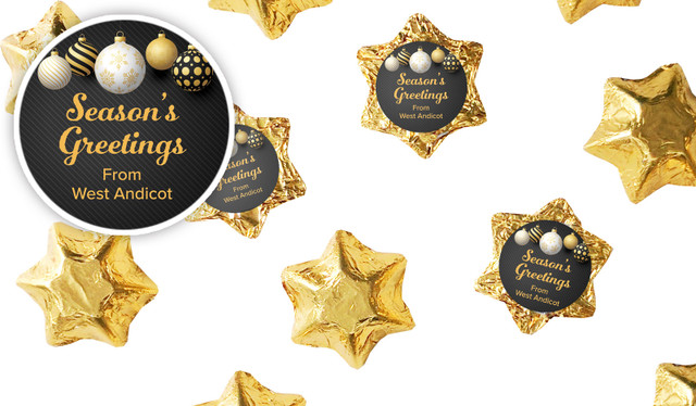 Luxury Black Christmas Personalised Chocolate Stars