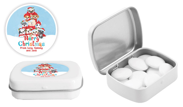 Christmas Puppies Personalised Mint Tin