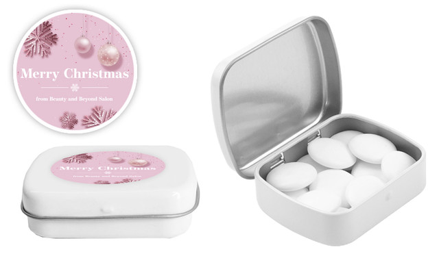 Pink Christmas Personalised Mint Tin