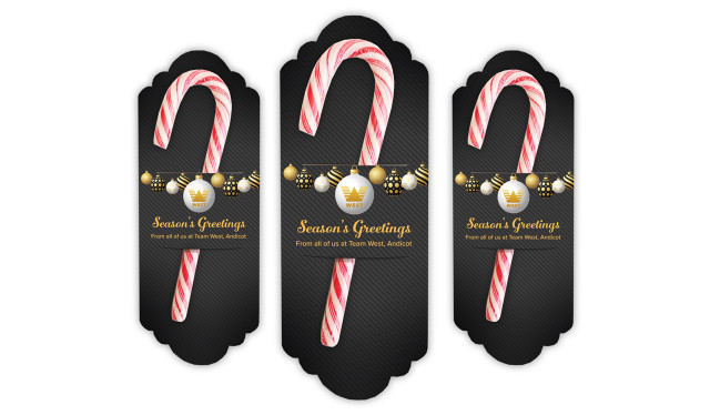 Luxury Black Christmas Personalised Candy Cane Card