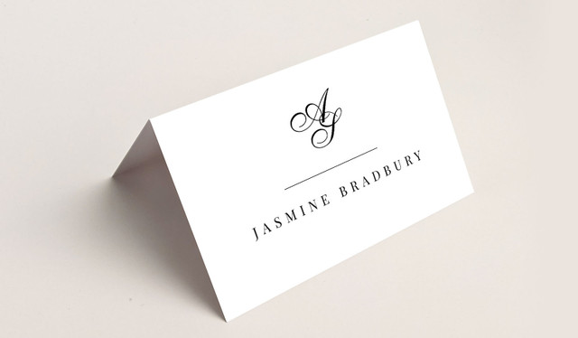 Initials Wedding Personalised Place Cards With Guest Names Printed