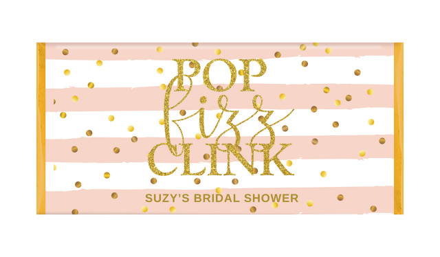 Pop Fizz Clink Personalised Bridal Shower Chocolate Bar