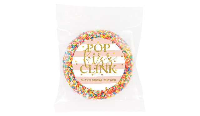 Pop Fizz Clink Personalised Bridal Shower Chocolate Freckle