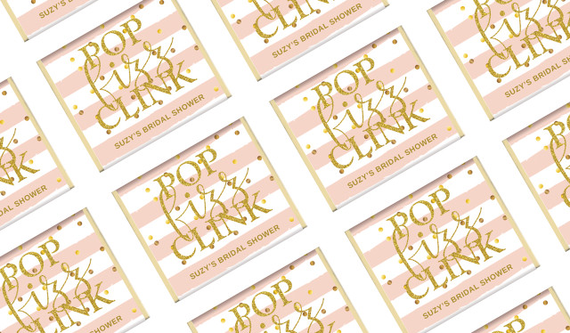 Pop Fizz Clink Personalised Bridal Shower Mini Chocolates