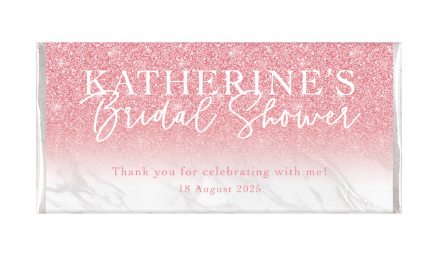 Rose Glitter Personalised Bridal Shower Chocolate Bar