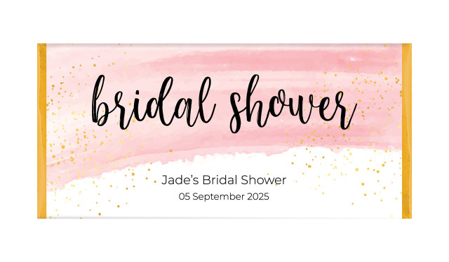 Pink Watercolour Personalised Bridal Shower Chocolate Bar
